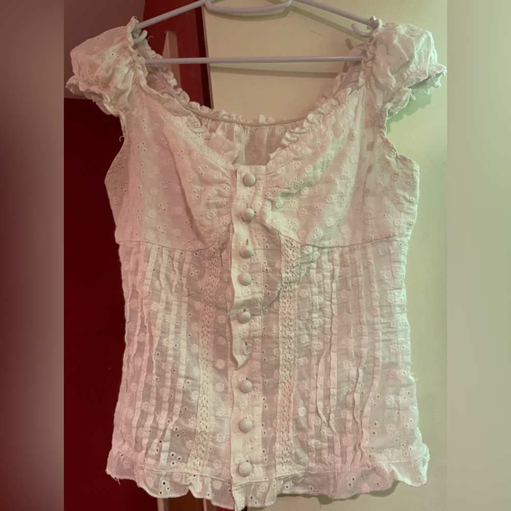 White Eyelet Lace Women's Top